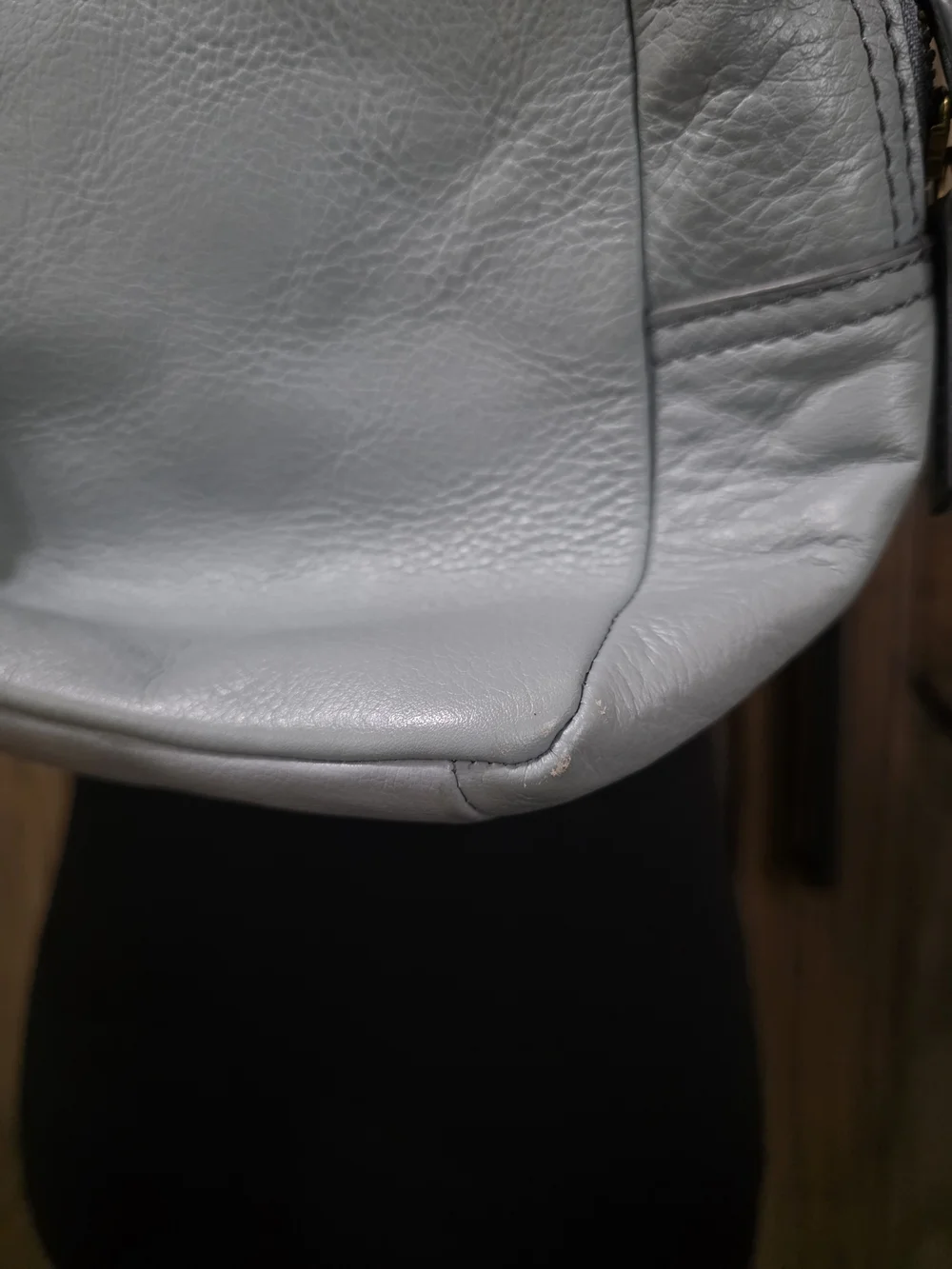 Fossil Pale Blue Leather Mini Backpack with Gold Accents - Picture 3 of 5